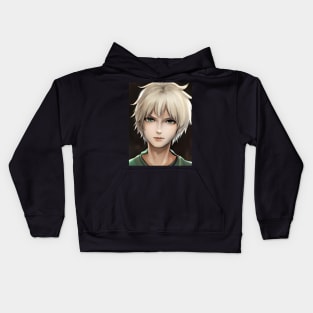 White Hair Anime Boy Kids Hoodie